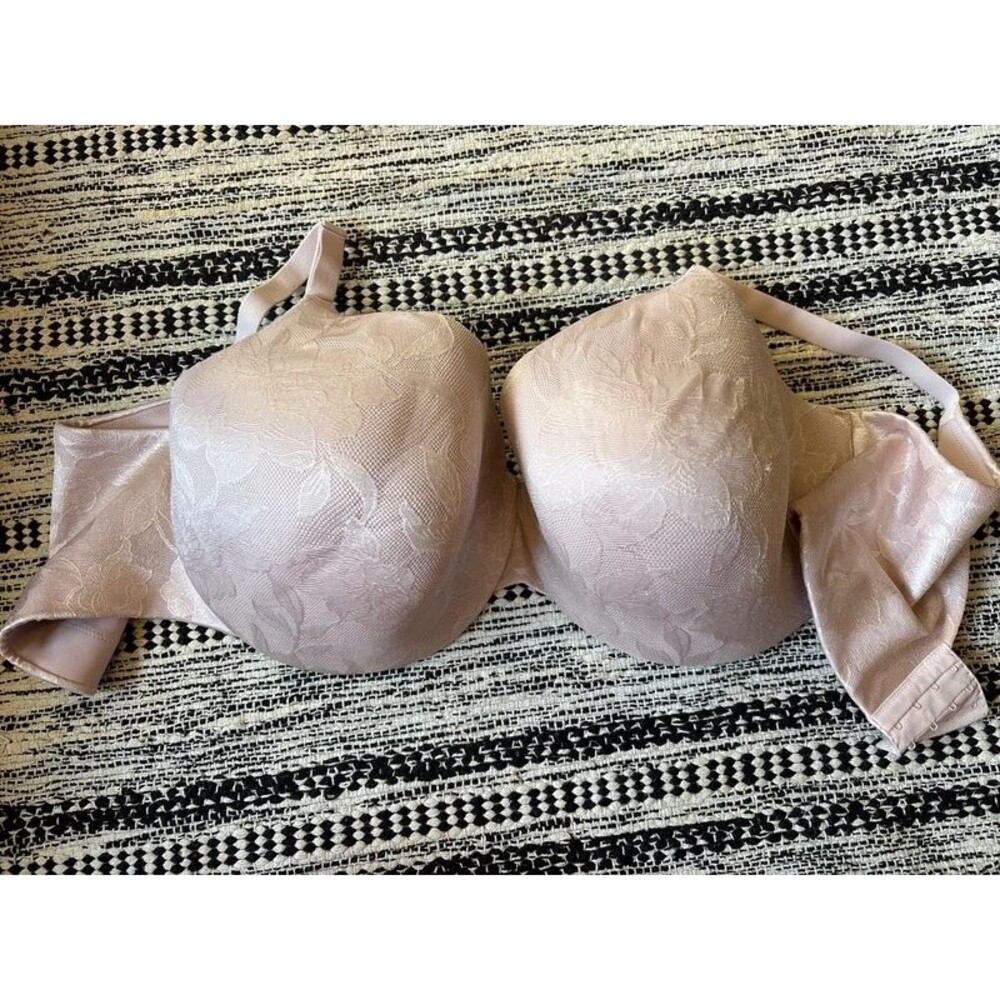White pink floral Cacique lightly lined full coverage bra 44H